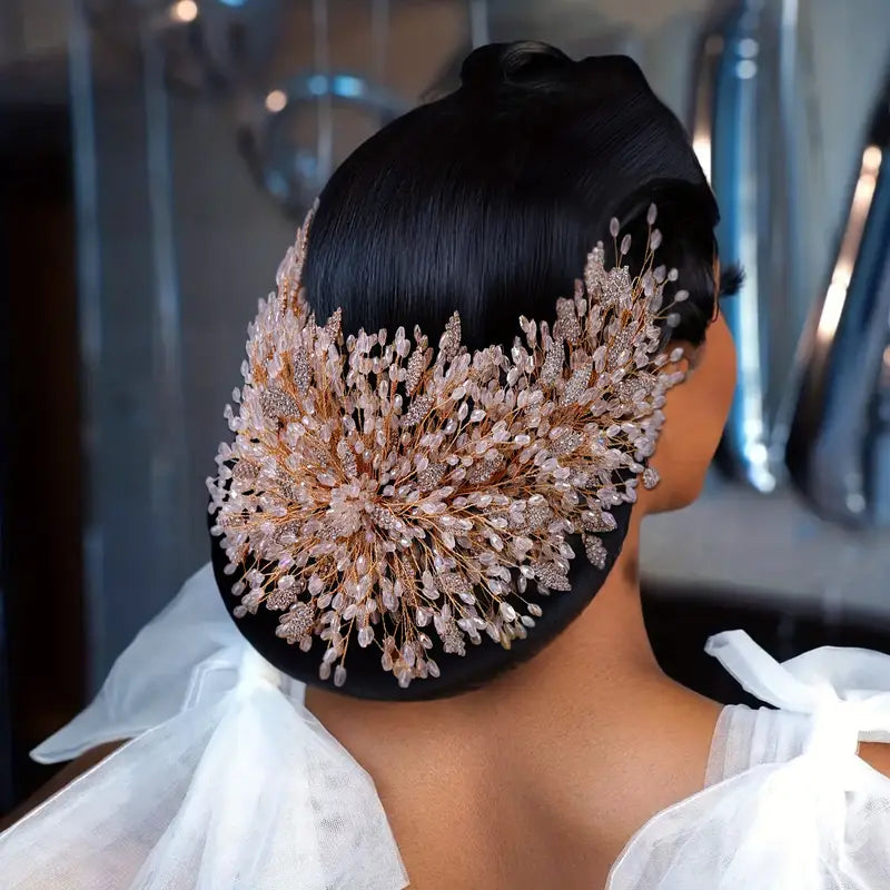 exaggerated crystal headwear elegant bridal headband multilayer   handmade hairband details 3