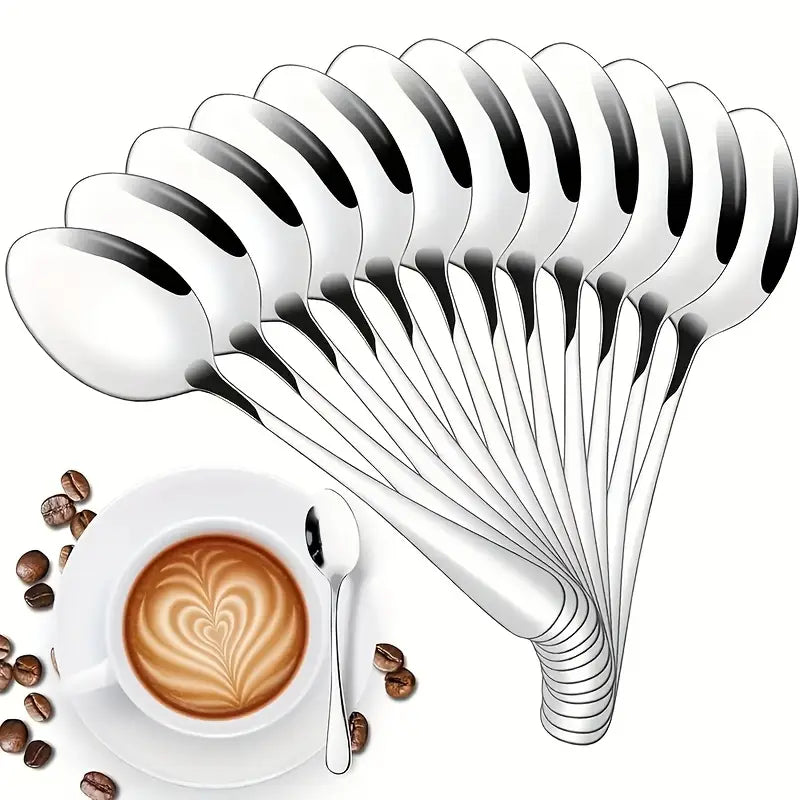 4 12pcs mini stainless steel coffee spoons set 5 3 espresso dessert spoons     kafelar uchun idishlar idish yuvish mashinasiga mos polishlangan kumush rangli yakuniy espresso aksessuarlari choy qoshiq stol uchun kichik desert qoshiq tafsilotlari 0