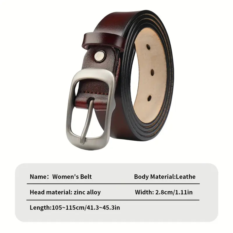 fashionable genuine leather belt versatile cowhide waist belt stylish pin for jeans pants for women details 4