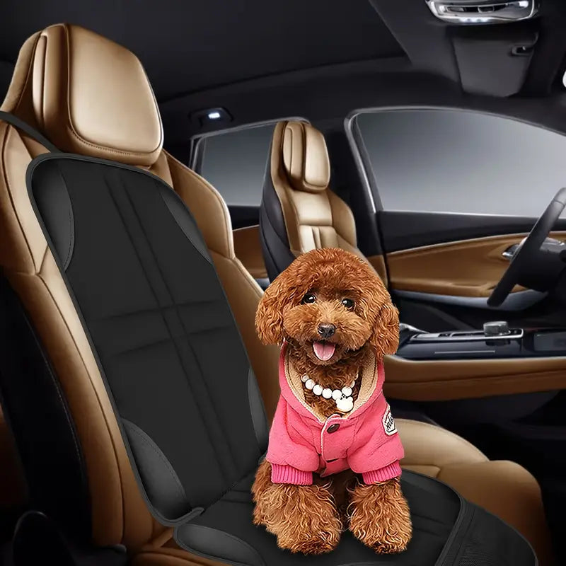 Protector de asiento de coche, cojín de seguridad resistente a la suciedad, almohadilla transpirable de cuero PU de lino y tela, antideslizante, con bolsillos de malla, protectores de asiento impermeables para vehículos, cojín para la parte delantera del coche, accesorios para coche detalles 7