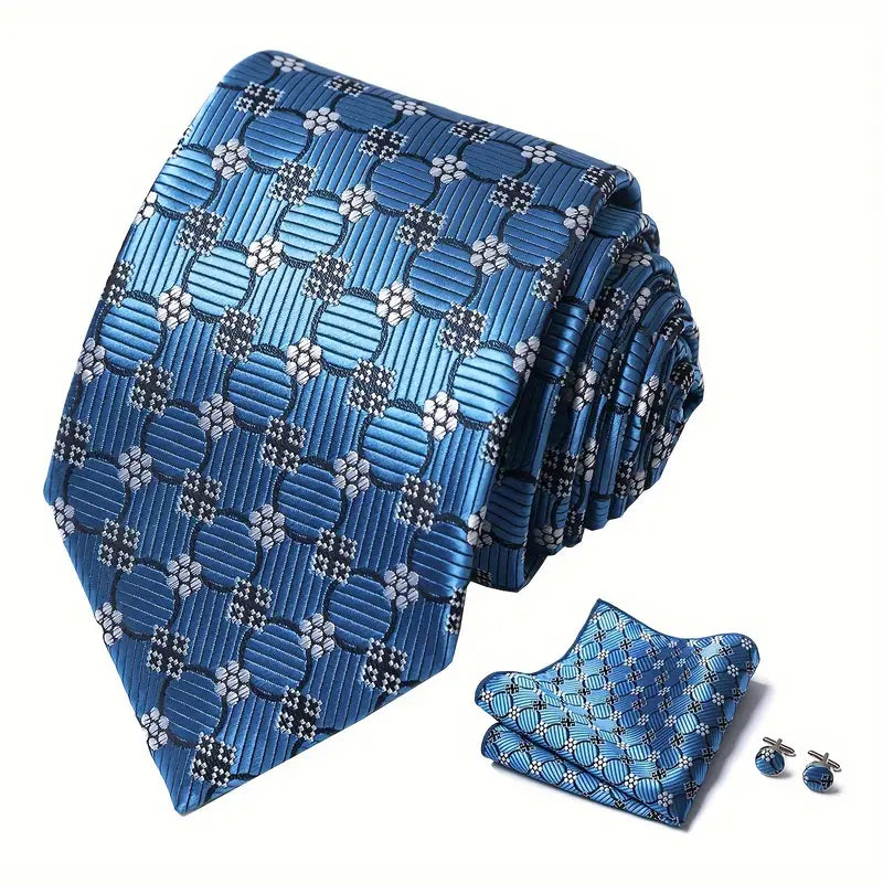   mens fashion tie set with handkerchief cufflinks polyester woven for weddings work special occasions details 15