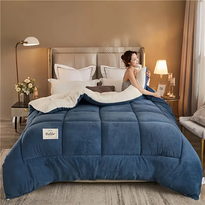 reversible   comforter contemporary   quilted duvet insert with box   ultra   velvet fabric medium weight polyester fill machine washable multipurpose   in 9 sizes christmas present details 4