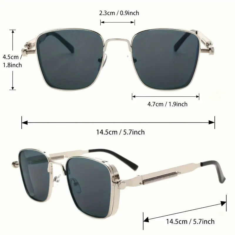 stylish unisex outdoor sports glasses with a retro cool steampunk silvery square   details 4