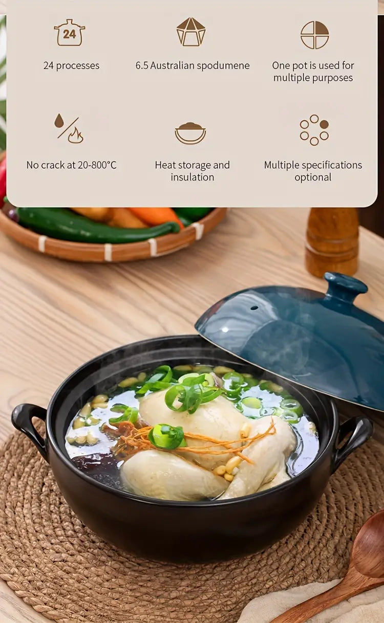 1 dona yuqori sifatli keramika wok, emeral yashil qopqoq bilan, yuqori haroratga chidamli, yopishqoq keramika qaynatish idishi, oshxonada gazli sho'rva va bug'lash uchun juda yaxshi, oshxona idishlari tafsilotlari 1