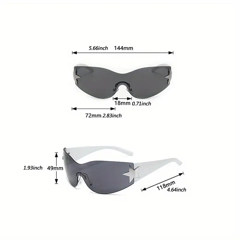   бескамерный пентаграмма y2k градиент обертка вокруг очков панк водить очки детали 0