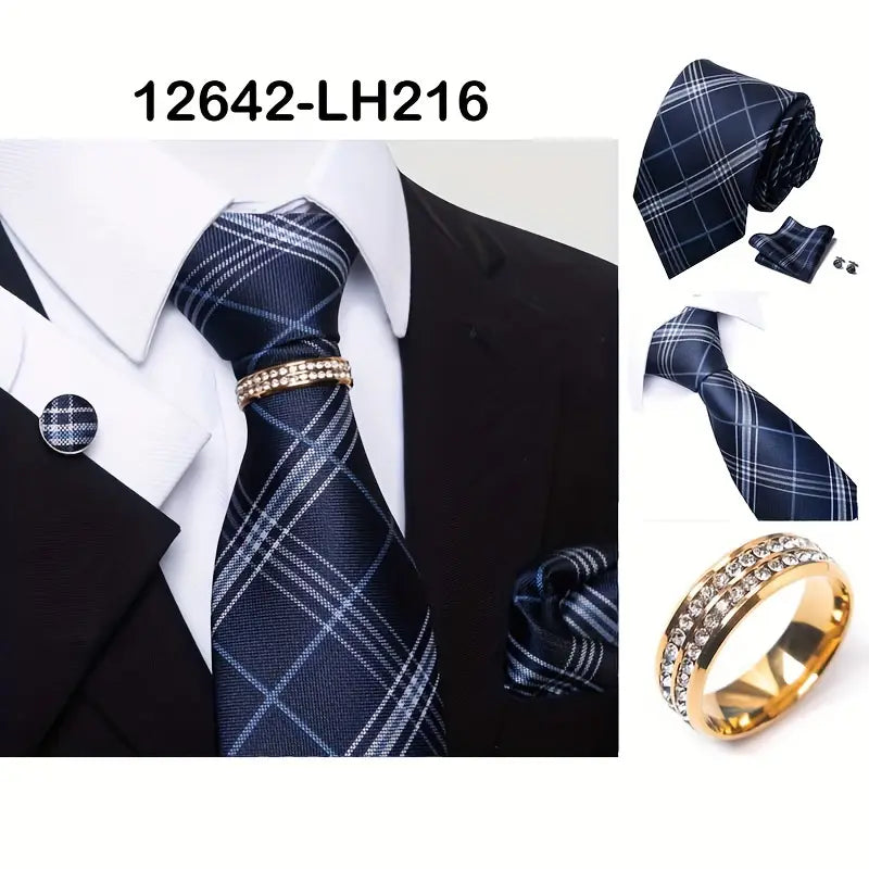 4 dona to'plam zamonaviy chiziqli gul naqshali galstuk cho'ntak soati va manşetliqlar to'plami, rasmiy ish va to'y kiyimlari uchun tafsilotlar 11