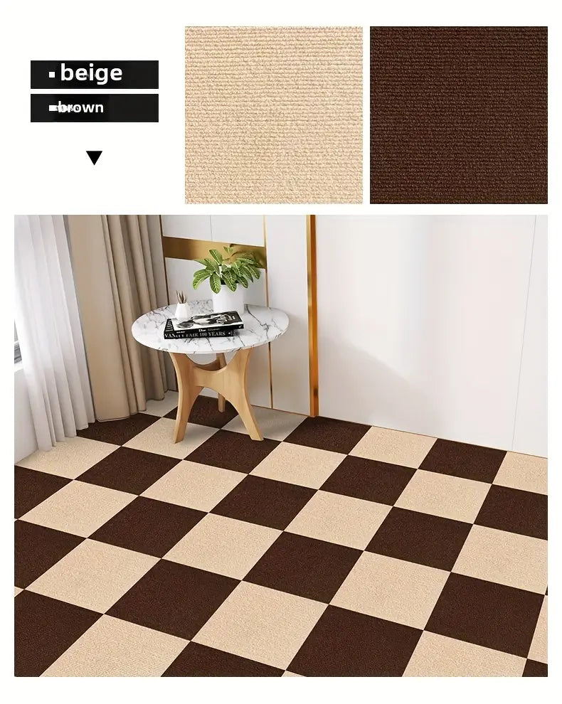 10 шт. самоклеющихся квадратных ковров, нескользящих, водонепроницаемых, легко чистящихся, для спальни, гостиной, кухни, офиса, крыльца, декора, 12 x 12, многофункциональные напольные плитки, моющиеся коврики для гостиной, детали 6