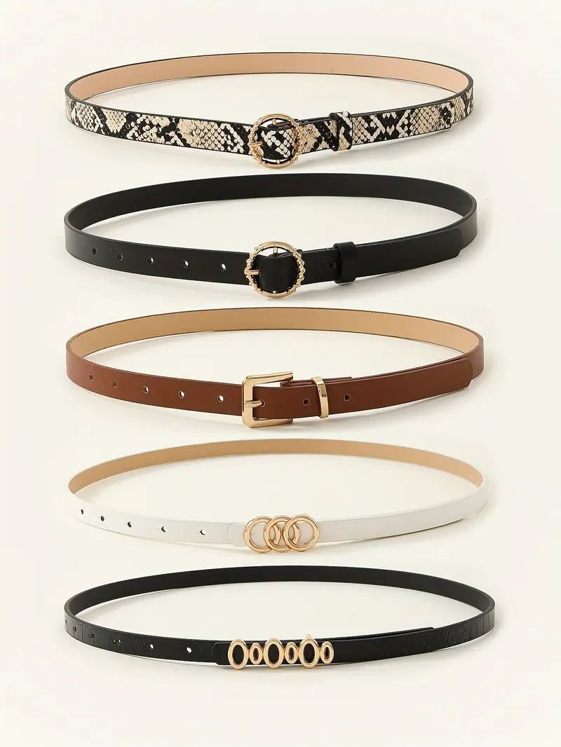 five pack chain shaped round   and white versatile womens denim skirt decorative thin belt suitable for daily life details 17