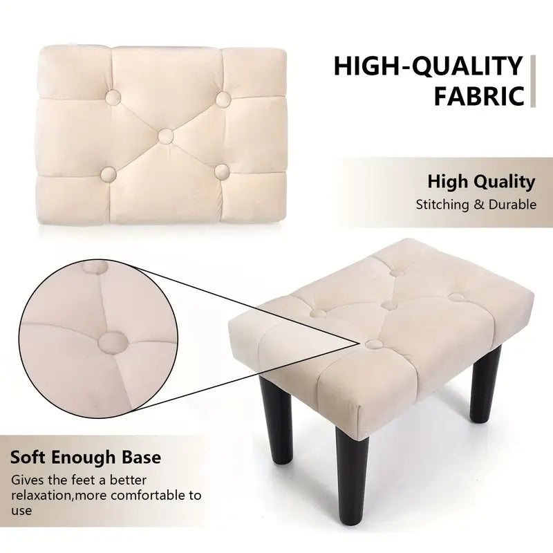 1pc small footstool ottoman   footrest ottoman with wood legs sofa footrest extra seating for living room entryway office details 6