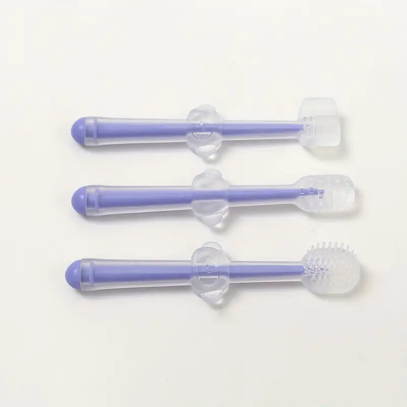 1 set baby toddler toothbrush set 3pcs silicone tongue cleaners 360 toothbrush baby soft bristles toothbrush with holder infant essentials toothbrush for oral care details 8
