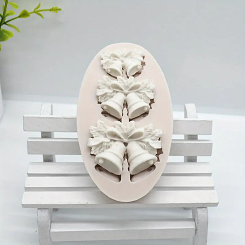 1pc 3d christmas bell chocolate mold   diy cake decorating and baking silicone mold for fondant and   gadgets and accessories details 4
