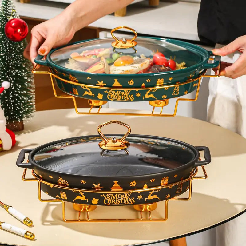 christmas ceramic serving set   plates baking soup pots for holiday cooking   turkey cheese bread pizza ideal for outdoor parties weddings birthdays gifts best for christmas details 4