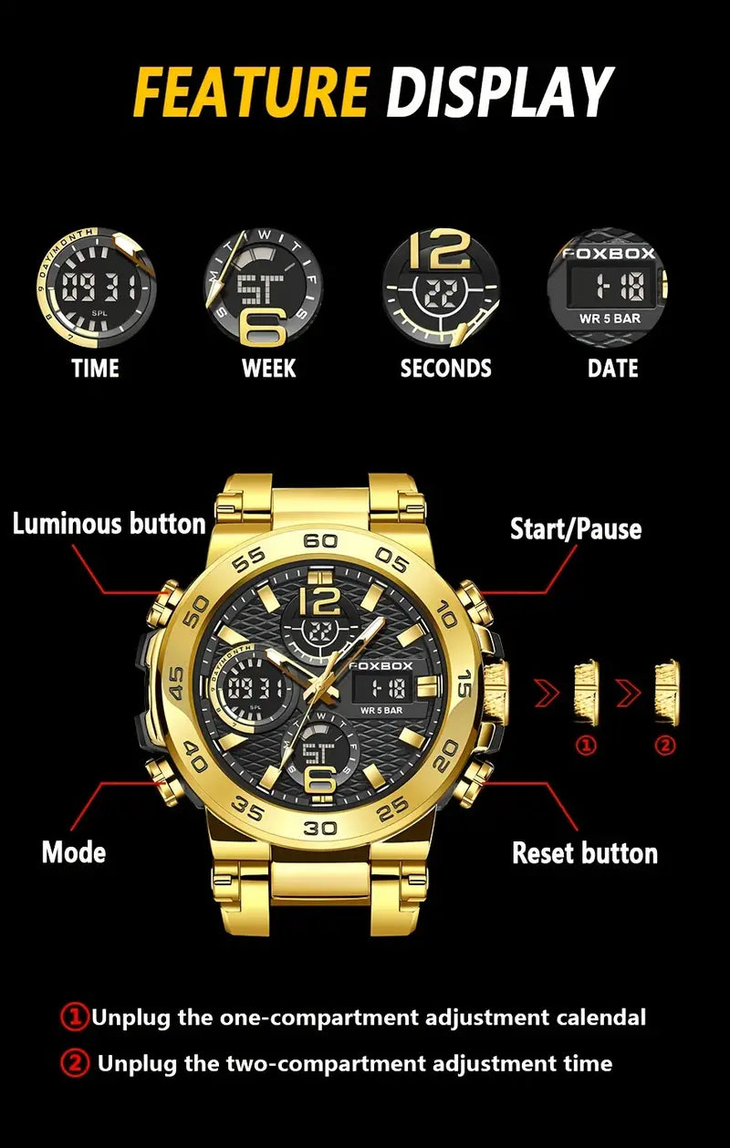   electronic   glowing multi functionachronograph watch gift for birthday holiday details 1