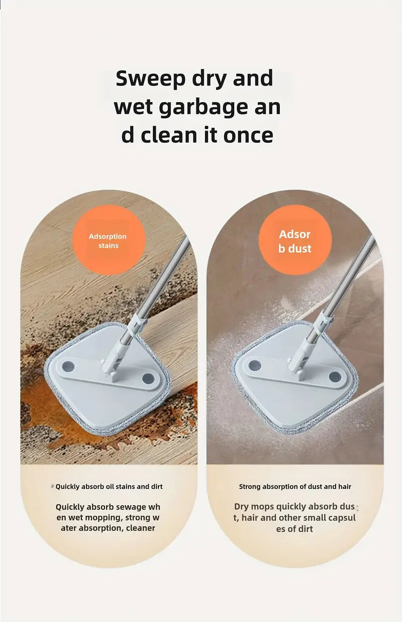 1 шт. автоматическая вращающаяся уборочная тряпка для дома с 2 сменными насадками, удлинительной ручкой, автоматическим отжимом, с ведром для уборки пола дома, детали 6