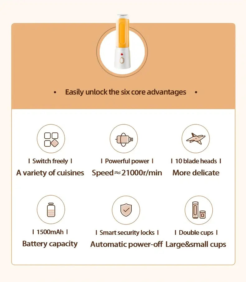 collection of a 13 4 oz portable dual cup blender versatile for fruits and vegetables featuring a 6 blade gift juice container kitchen tools details 1