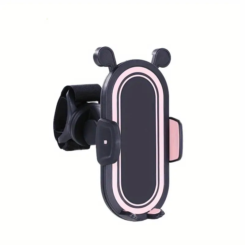 babys stroller with adjustable phone stand black white pink details 4