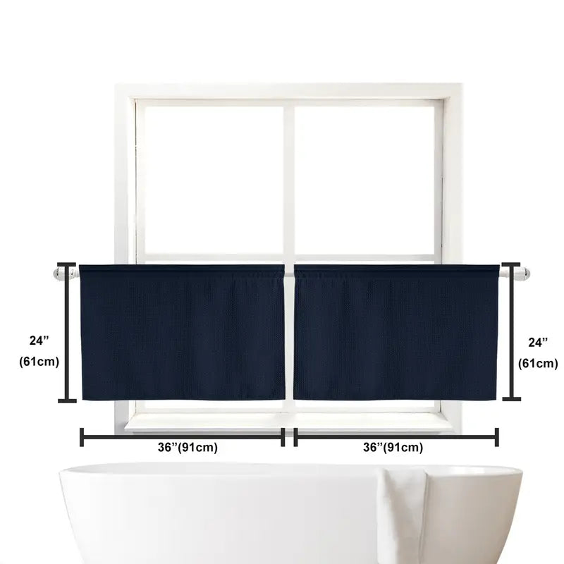 2pcs waffle weave curtain bathroom small window curtain waterproof suitable for coffee shop and set of 2 details 9
