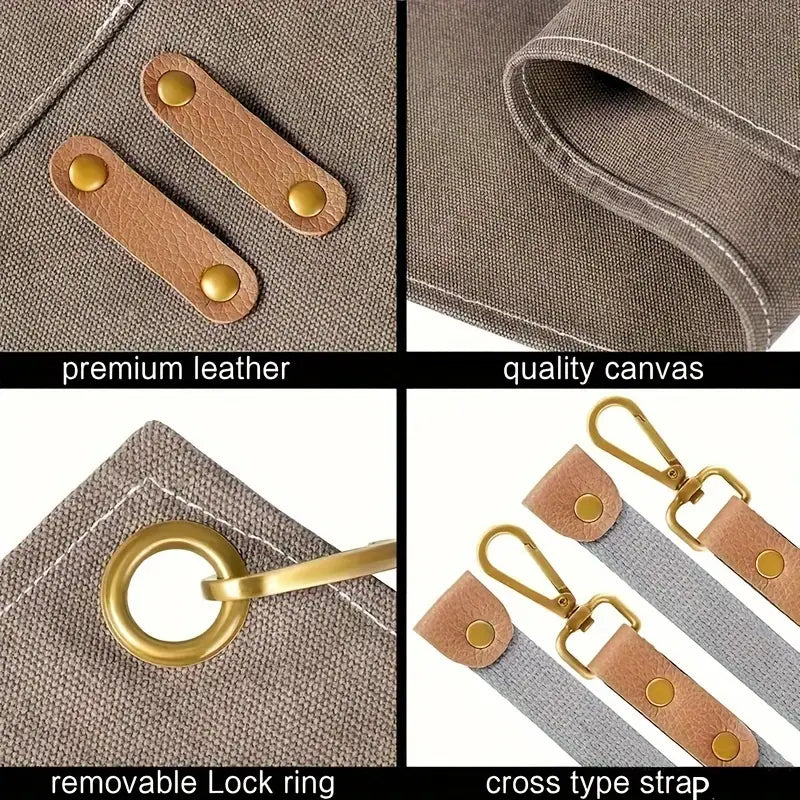 1pc canvas waterproof and stain resistant restaurant apron with pockets suitable for men and women very suitable for coffee bars restaurants and multi purpose waterproof work clothes at the waist details 1