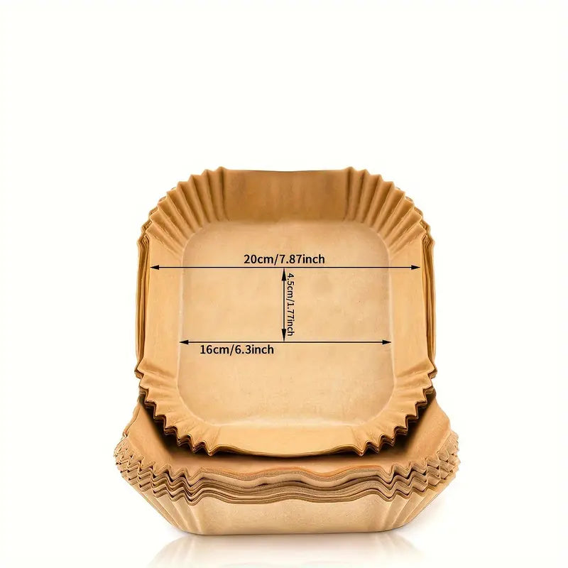 50 200pcs disposable paper liners for air fryers square air fryer liners suitable for 2 8qt oil resistant tray accessories non stick parchment paper for frying baking cooking grilling and microwave ovens details 1