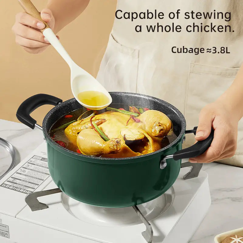 cooker king non stick saucepan with glass lid 22cm multi purpose stew pot free compatible with induction and gas stovetops dual for soup and noodles details 2