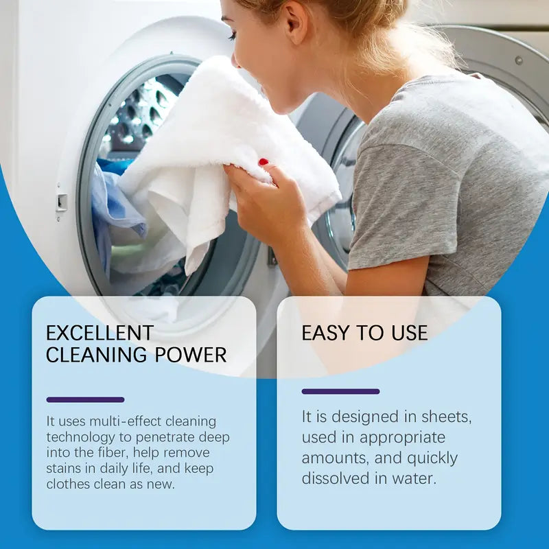 laundry sheets - eliminate tough stains, gentle formula safe for hands - suitable for home and travel use. details 4
