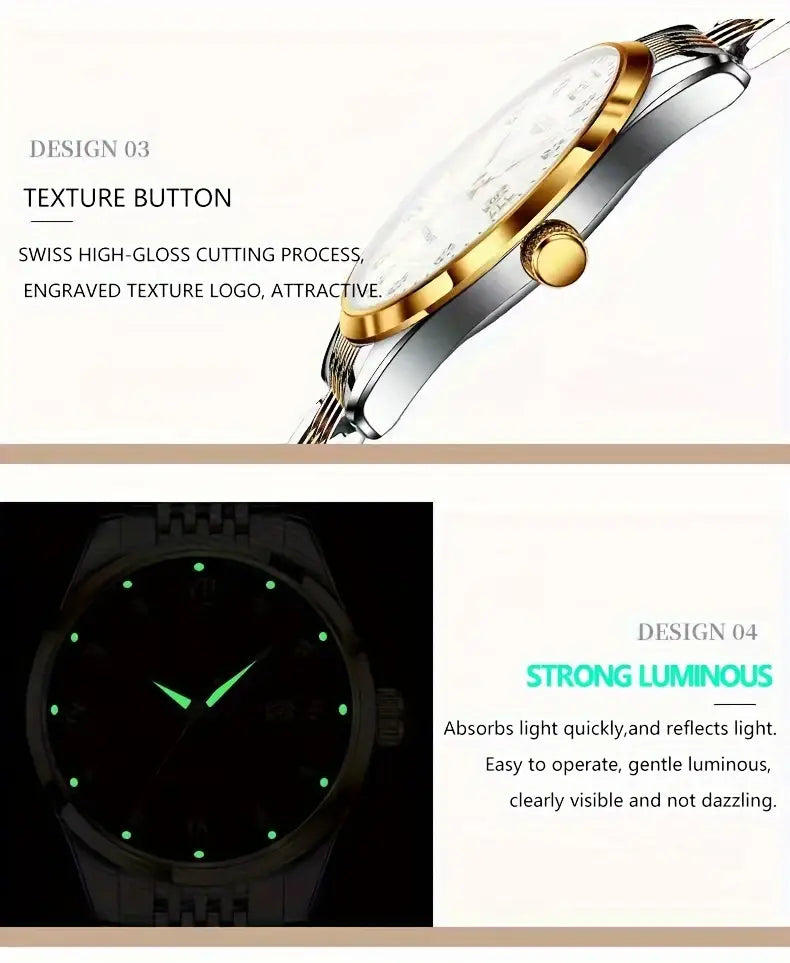  womens watch luxury   quartz watch luminous wr     stainless steel wrist watch date watch details 10