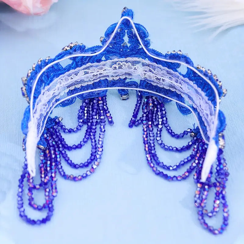 1pc   wedding tiara beaded tassel headband with rhinestones bridal hair accessory womens party and gathering headpiece elegant     details 9