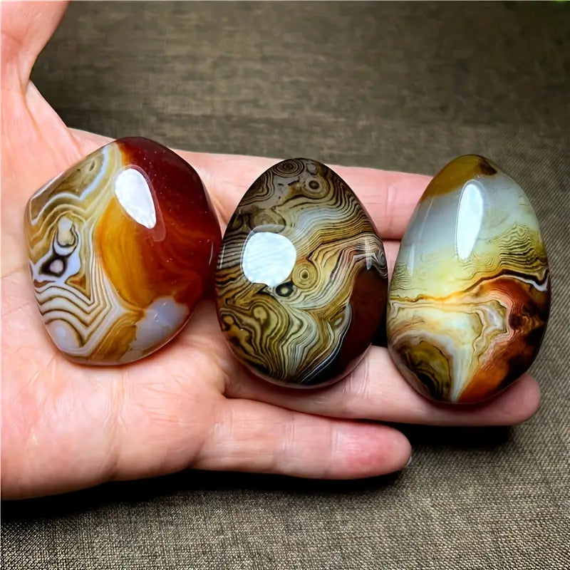 7 ta sovg‘a uchun 1 dona tabiiy silliqlangan agate toshidan tayyorlangan bezak