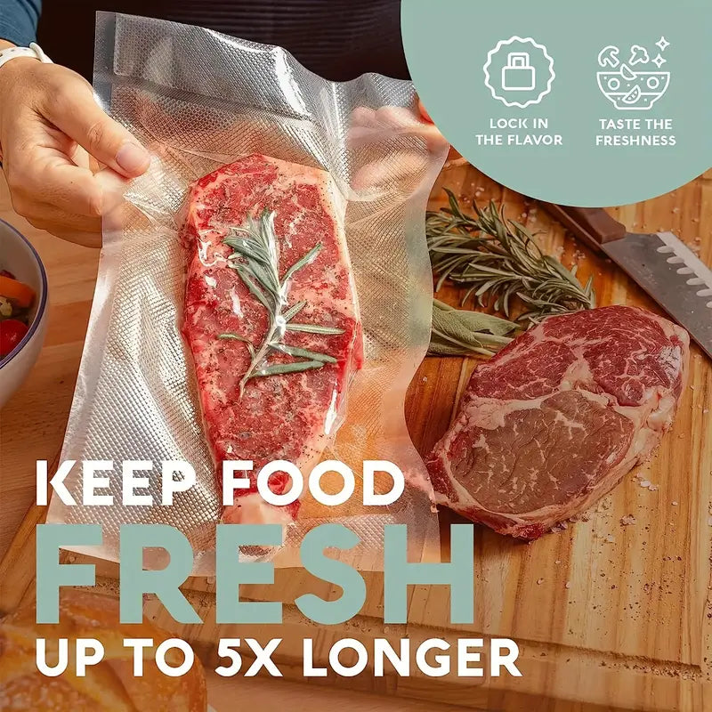 3 rollos de bolsas de sellador al vacío libres de BPA, reutilizables, para almacenamiento de alimentos, a prueba de fugas, resistentes a estiramientos, aptas para congelador y microondas, para conservación de frescura, uso en cocina y despensa detalles 1