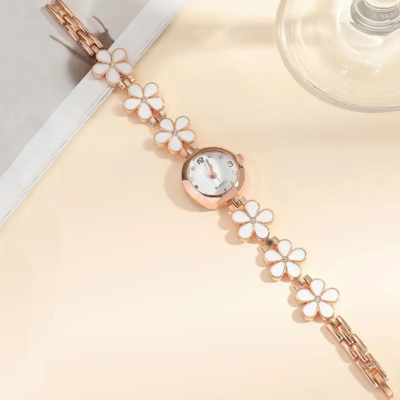 reloj de mujer elegante de cuarzo con acentos, diseño lindo en ciruela, correa de aleación de zinc, detalles de la caja 6