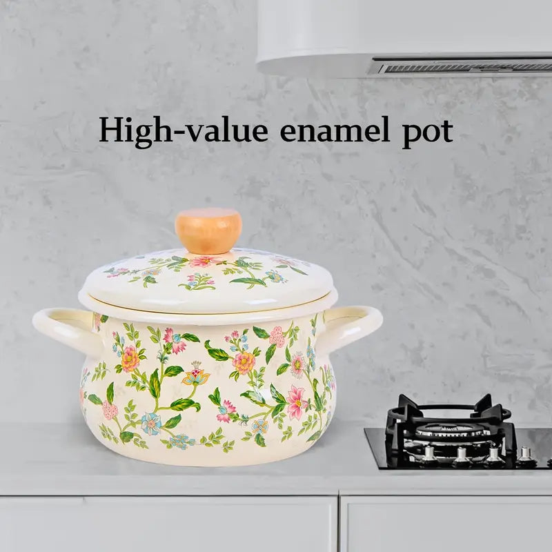 enamel floral soup pot with rolled edges suitable for and induction cooker ideal for fresh cooking journey details 3