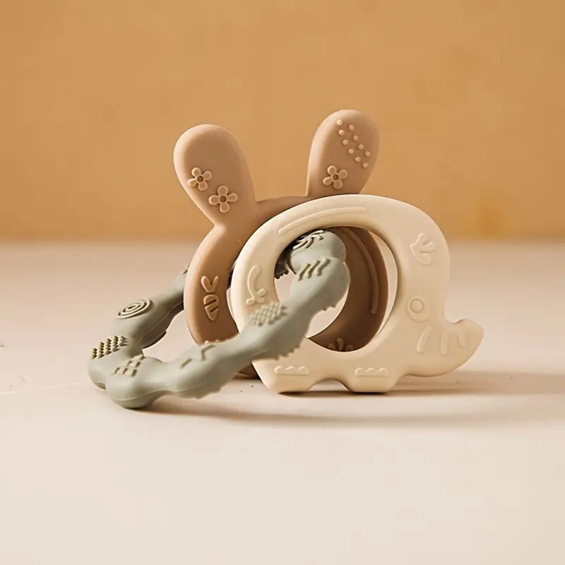 el primer mordedor con forma de conejo adorable, hecho de silicona de grado alimenticio, juguete de masticar relajante para detalles 2