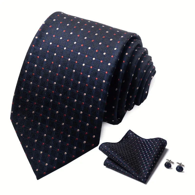   erkaklar uchun ko‘k polka nuqtali galstuk to‘plami, cho‘ntak sharlari, manjetbantlar, to‘ylar, partiyalar, ish, tafsilotlar 17
