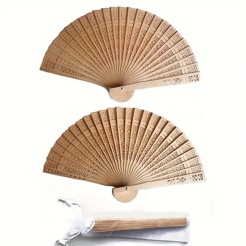 24PCS Wedding Fans Elegant Wooden Fan Folding Hand Fan For Favors Fan Bridal Party Performance Favor details 7