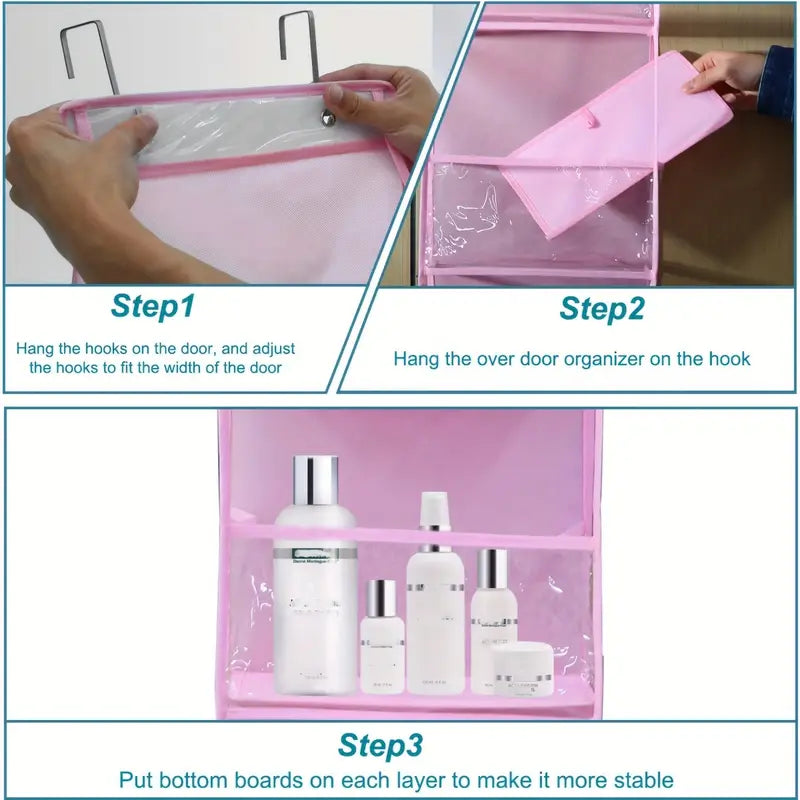 1pc over the door hanging storage organizer with 4 shelves multipurpose polyester toys book food storage solution waterproof design for bedroom 14 details 2