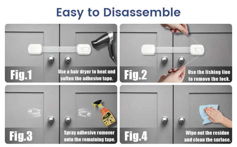 Juego de 3 pestillos de seguridad para armarios infantiles ajustables, correas de seguridad para cajones resistentes, sin taladro, con material plástico libre de plomo para niños de 0 a 3 años, protección para bebés, detalles 0