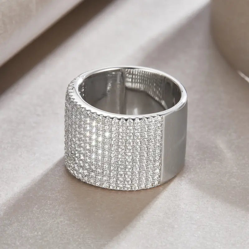   porloq moissanite keng halqa uzuk 925   uzuk zargarlik sovg'alari ayollar uchun tafsilotlar 3