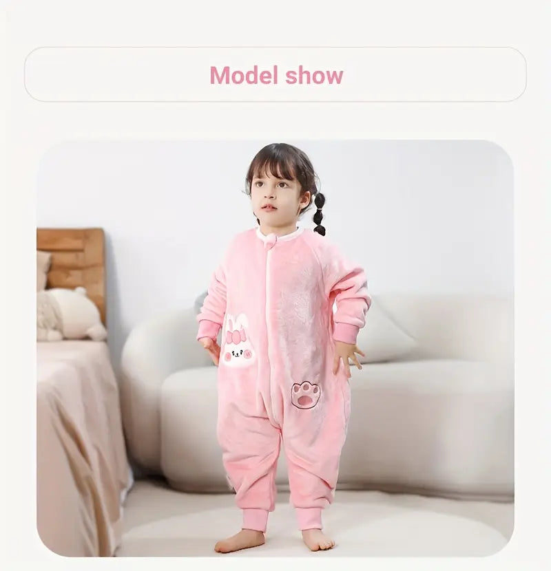 1 pieza saco de dormir con estampado de animales, forro de franela, saco de dormir cálido con cierre de cremallera, lavable a máquina, fibra de poliéster, para ocupación individual, detalles 2