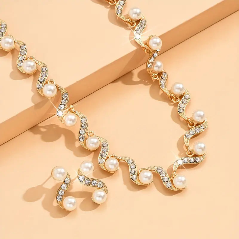 luxurious pearl s shaped jewelry set bridal party wear valentines gift details 7
