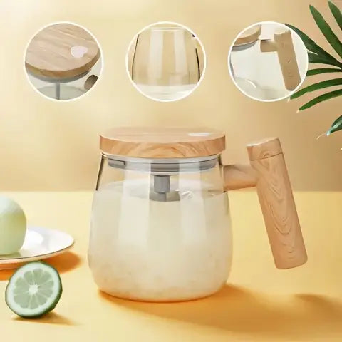 taza eléctrica de vidrio para café 13 53oz taza aut stirring con mezclador giratorio alto borosilicato sin para café polvo detalles para el hogar 0