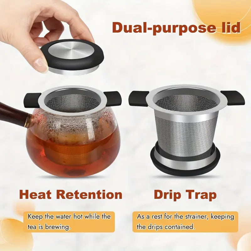 чайные ситечки для рассыпного чая из нержавеющей стали, фильтр для заваривания листового чая с термостойкой силиконовой ручкой, сверхтонное сито, чайные шарики-фаунсеры для подвешивания на кружки, посудомоечная безопасность, детали 9