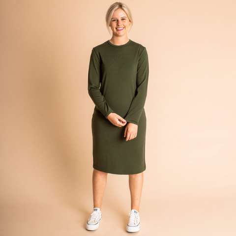 AUSTRALIAN MERINO Wool relax fit Crew neck dress