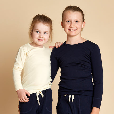 Woolerina Australian Merino wool kids long sleeve top. Australian Made, Ethical Clothing Australia accredited