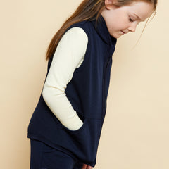 Australian Made, Australian Merino Wool Kids Full Zip Vest, perfect for active kids