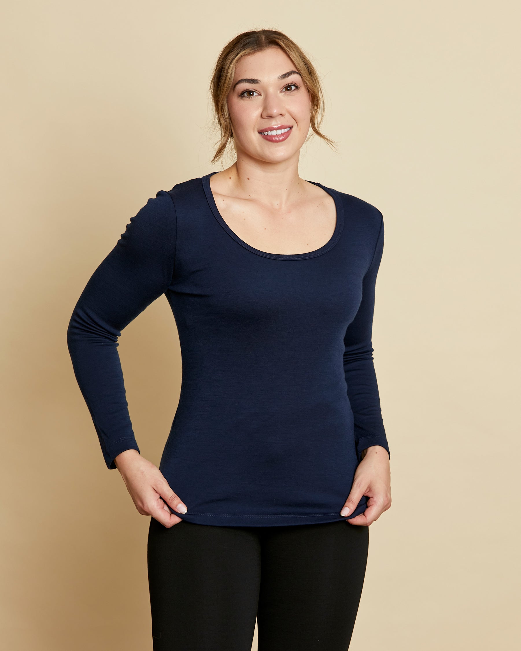 Perfectly Imperfect Womens Long Sleeve Scoop Neck