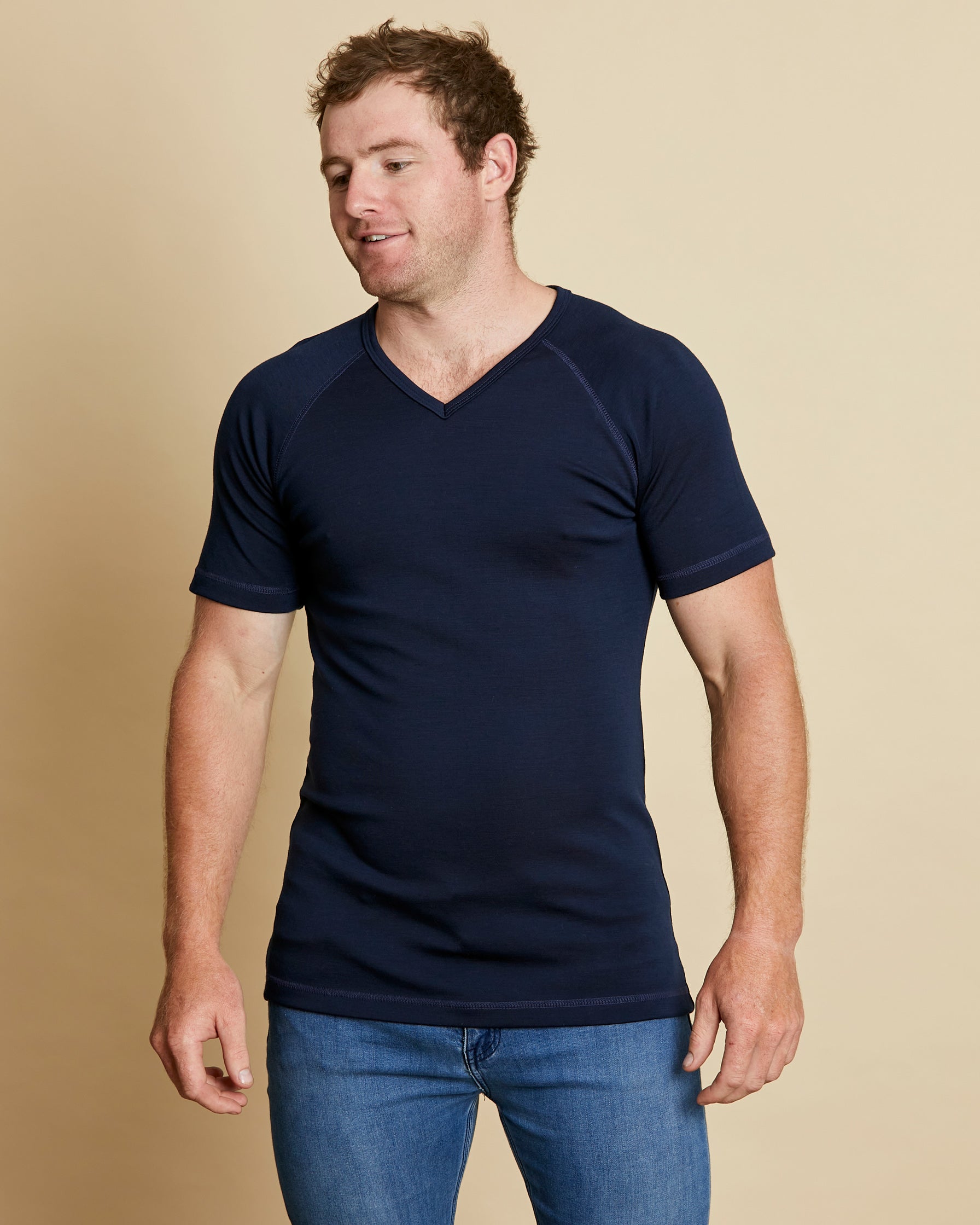 Mens Short Sleeve V Neck