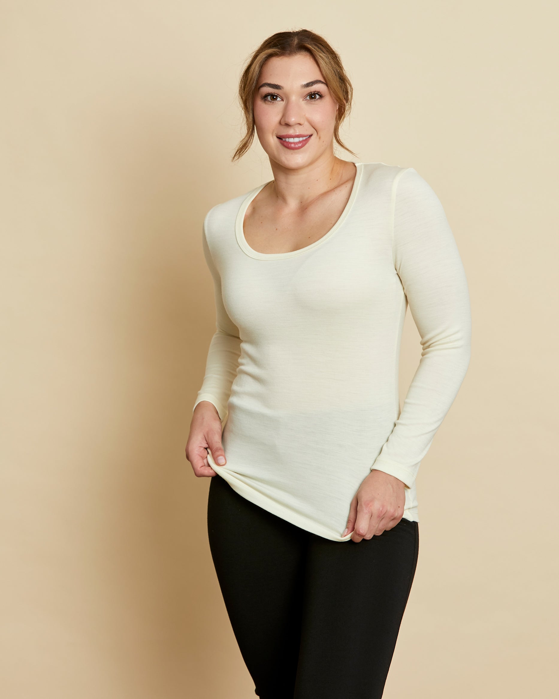 Womens Long Sleeve Scoop Neck