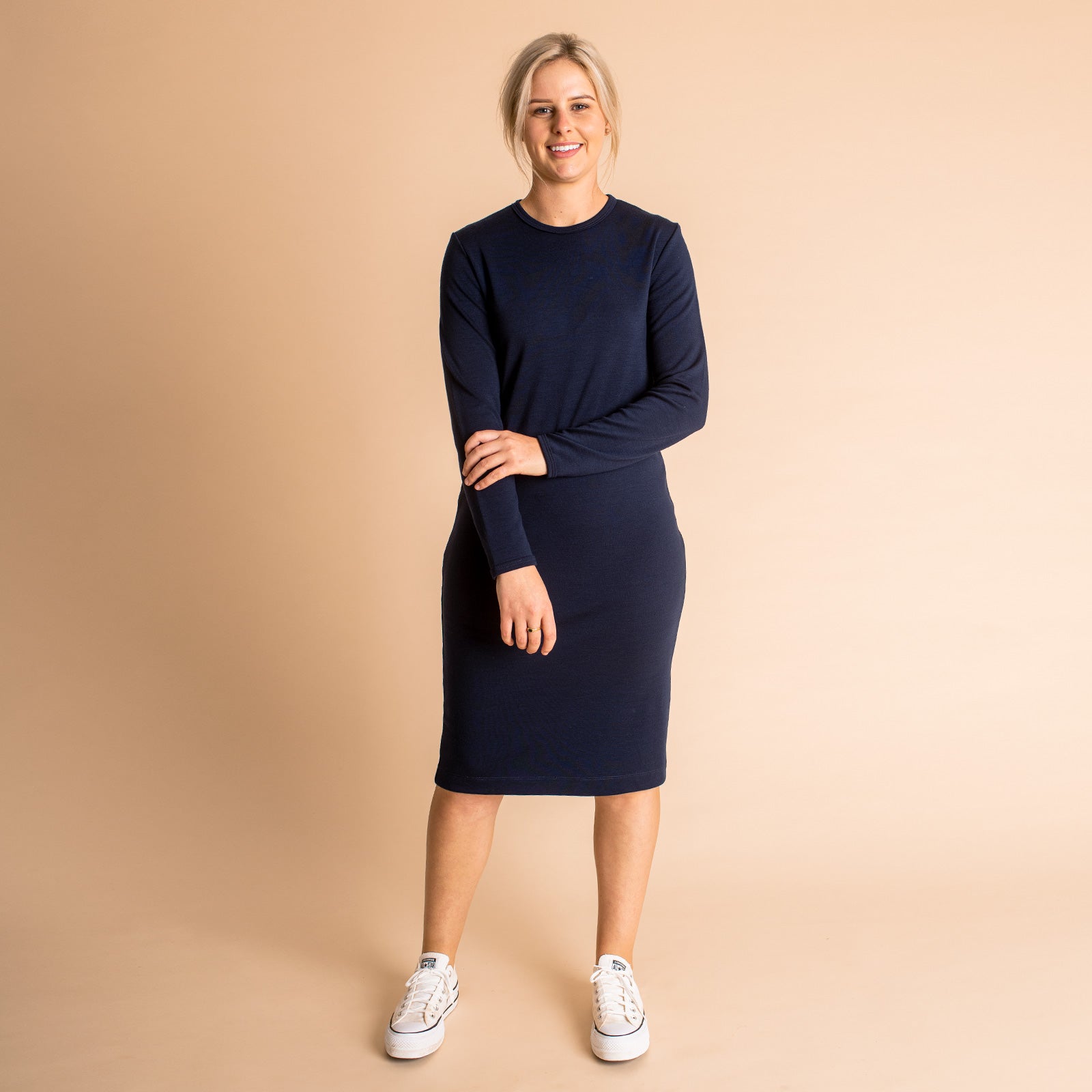 Perfectly Imperfect Womens Relaxed Fit Crew Neck Dress