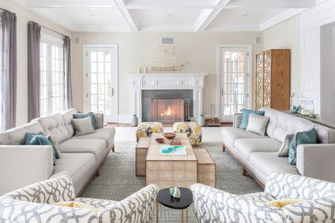 Eclectic Coastal Living Room Fireplace