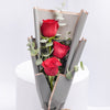 3 Red Roses Bouquet And Chocolate Cake